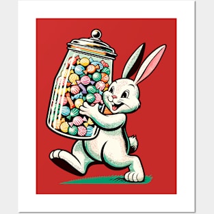 Cute bunny carrying candies Posters and Art